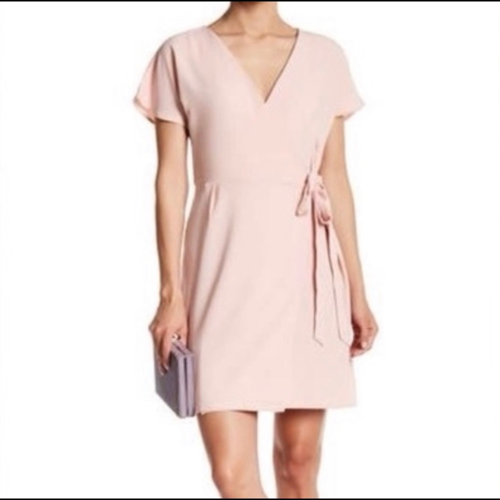 Bobeau Short Sleeve Crepe Wrap Dress Size L